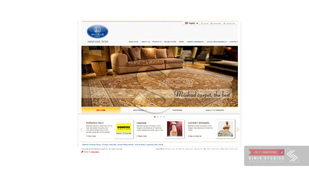 طراحی سایت گروه صنعتی شرکت فرش مشهد